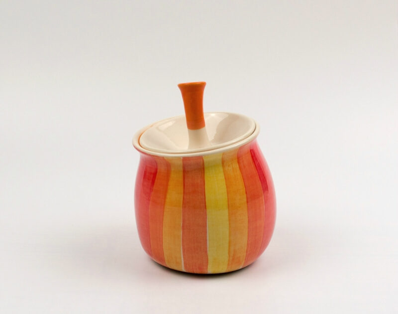 Lässige Keramik Zuckerdose Orange Regenbogen