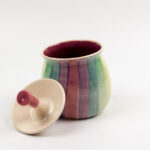 Lässige Keramik Zuckerdose Violett / Grün Regenbogen