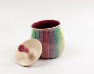 Lässige Keramik Zuckerdose Violett / Grün Regenbogen