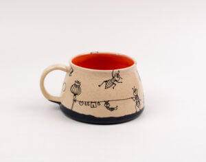Keramik Tasse mit Ameisen (schwarz/orange) 0,4 L