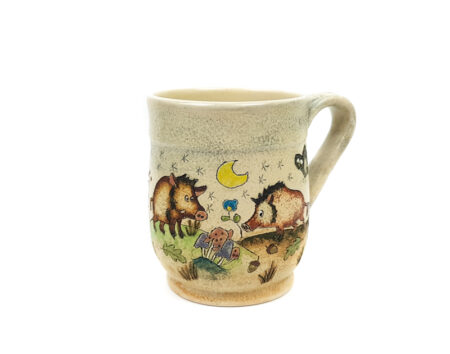 Keramik Becher mit Märchen (Wildschweine) 0,5 L