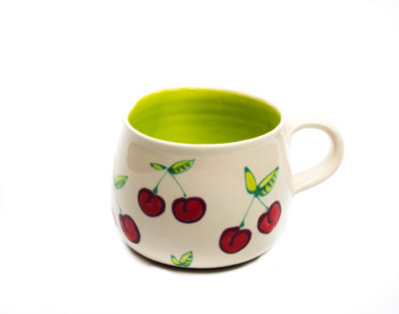 Lässige Keramik Tasse / Becher Kirsche Lime