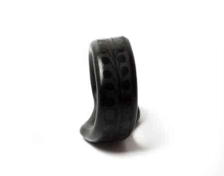 Serviettenring aus schwarz geräucherter Keramik 6 Teilig