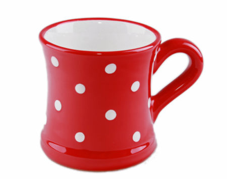 Keramik Kaffeebecher rot mit Punkten (0,45 L)