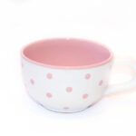 Keramik Jumbo Teetasse rosa mit Punkten (0,5 L)