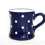 Keramik Kaffeebecher blau mit Punkten (0,45 L)