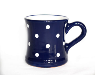 Keramik Kaffeebecher blau mit Punkten (0,45 L)