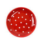 Keramik Dessertteller rot mit Punkten (19 cm)