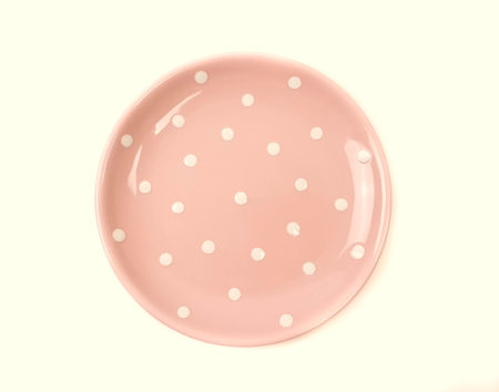 Keramik Dessertteller rosa mit Punkten (19 cm)