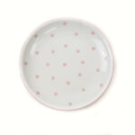 Keramik Dessertteller rosa mit Punkten (19 cm)