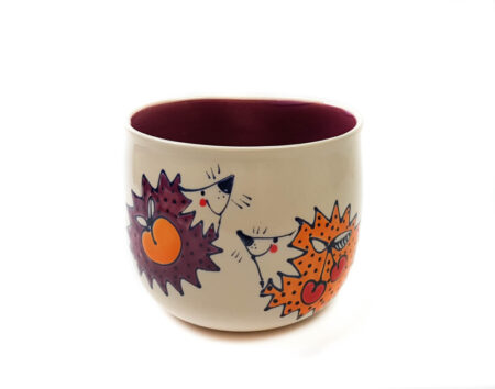 Lässige Keramik Riesige Tasse / Becher lila Igel
