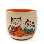 Lässige Keramik Riesige Tasse / Becher orange Katze