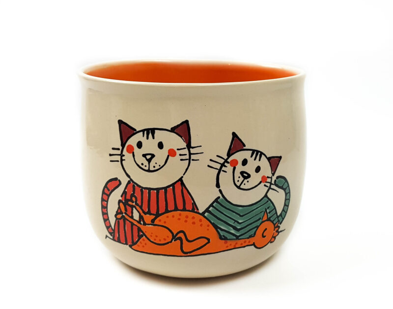 Lässige Keramik Riesige Tasse / Becher orange Katze