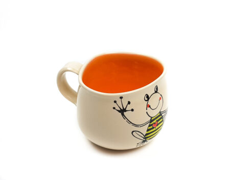 Lässige Keramik Tasse / Becher orange Frosch