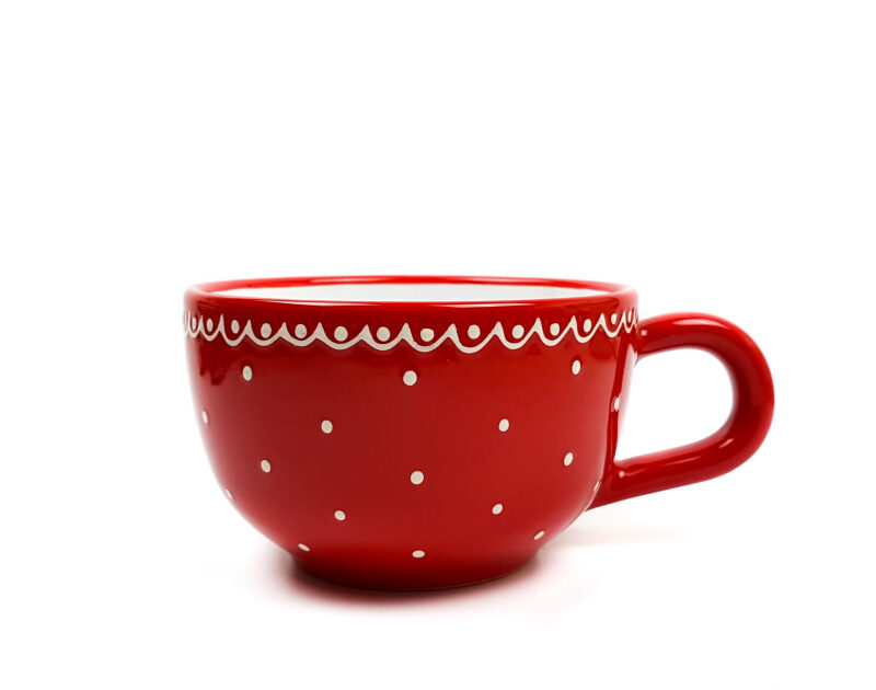 Keramik Jumbo Teetasse rot mit kleinen Punkten (0,5 L)