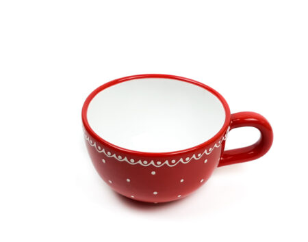 Keramik Jumbo Teetasse rot mit kleinen Punkten (0,5 L)