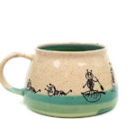 Keramik Tasse mit Ameisen (dunkelgrün/dunkelgrün) 0,4 L