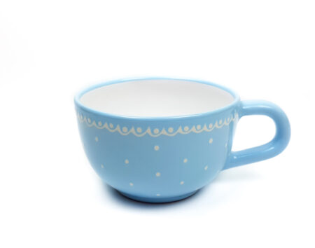 Keramik Jumbo Teetasse blau mit kleinen Punkten (0,5 L)