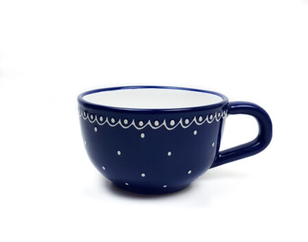 Keramik Jumbo Teetasse blau mit kleinen Punkten (0,5 L)