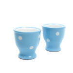 Keramik Eierbecher blau mit Punkten 2 Stück