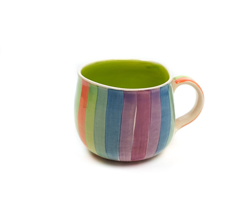 Lässige Keramik Tasse / Becher lime Regenbogen