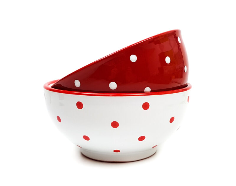 Keramik Schale klein rot mit Punkten 1,4 L