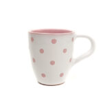 Keramik Kaffeebecher rosa mit Punkten