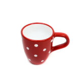 Keramik Kaffeebecher rot mit Punkten