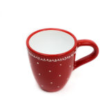 Keramik Kaffeebecher rot mit kleinen Punkten