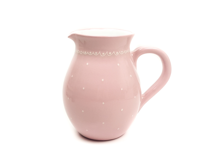 Keramik Traditioneller Krug (Groß) rosa mit kleinen Punkten